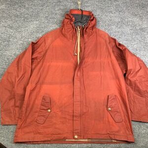 Freeman Seattle Waxed Cotton Raincoat Mens XXL Red Plaid Lined Hooded Jacket USA